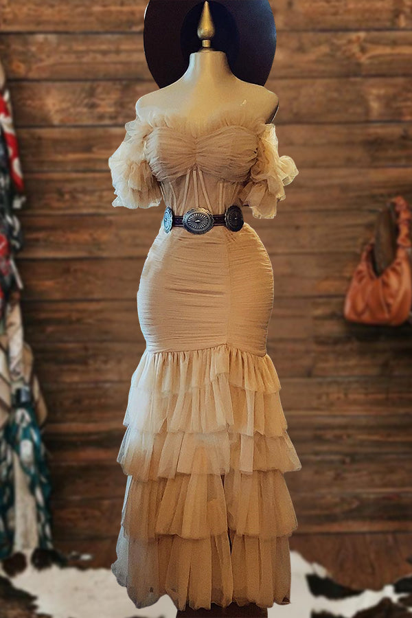 Beautiful Mesh Ruffled Tube Top Dress