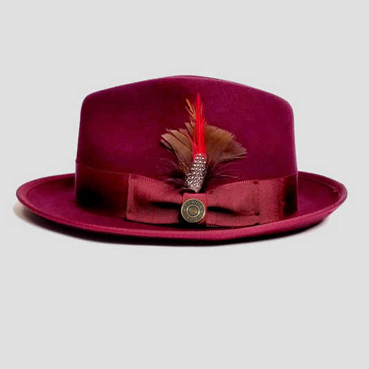 Tienda Bikary Fedora – Burgundy[Fast shipping and box packing]