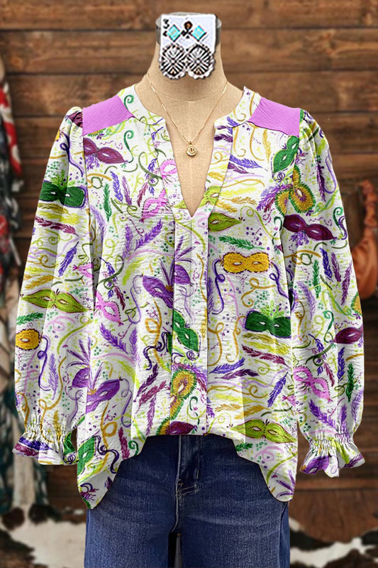 Elegant Contrasting Mardi Gras Blouse