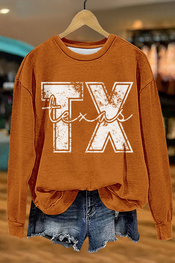 Chic Gameday Texas Longhorn Print Sweatshirt