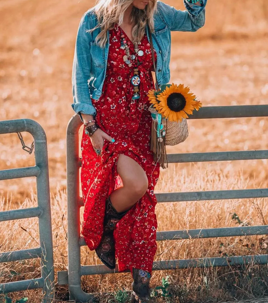 Sunflowers And That Fabulous Red Dress