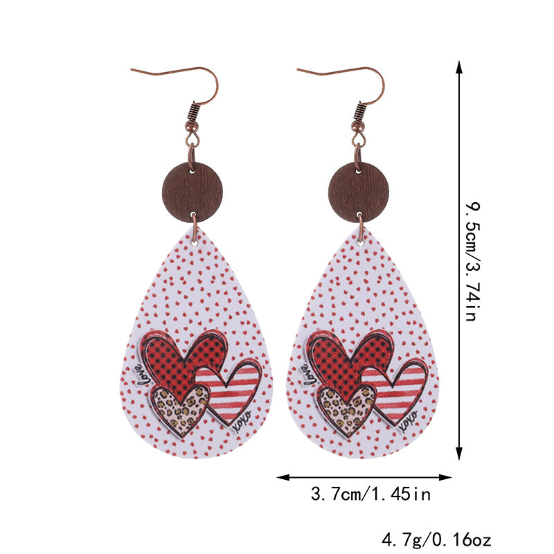 Valentine's Day Multiple Hearts Leopard Earrings