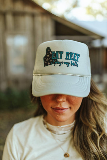 Eat Beef It Pays My Bills Trucker Hat