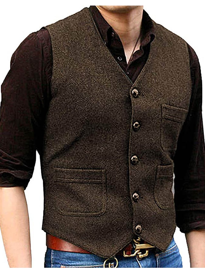 Fashion Temperament Men's Single-Breasted Slim Vest Vest