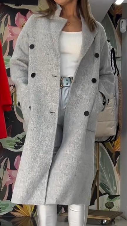 Women's Casual Solid Color Button Coat