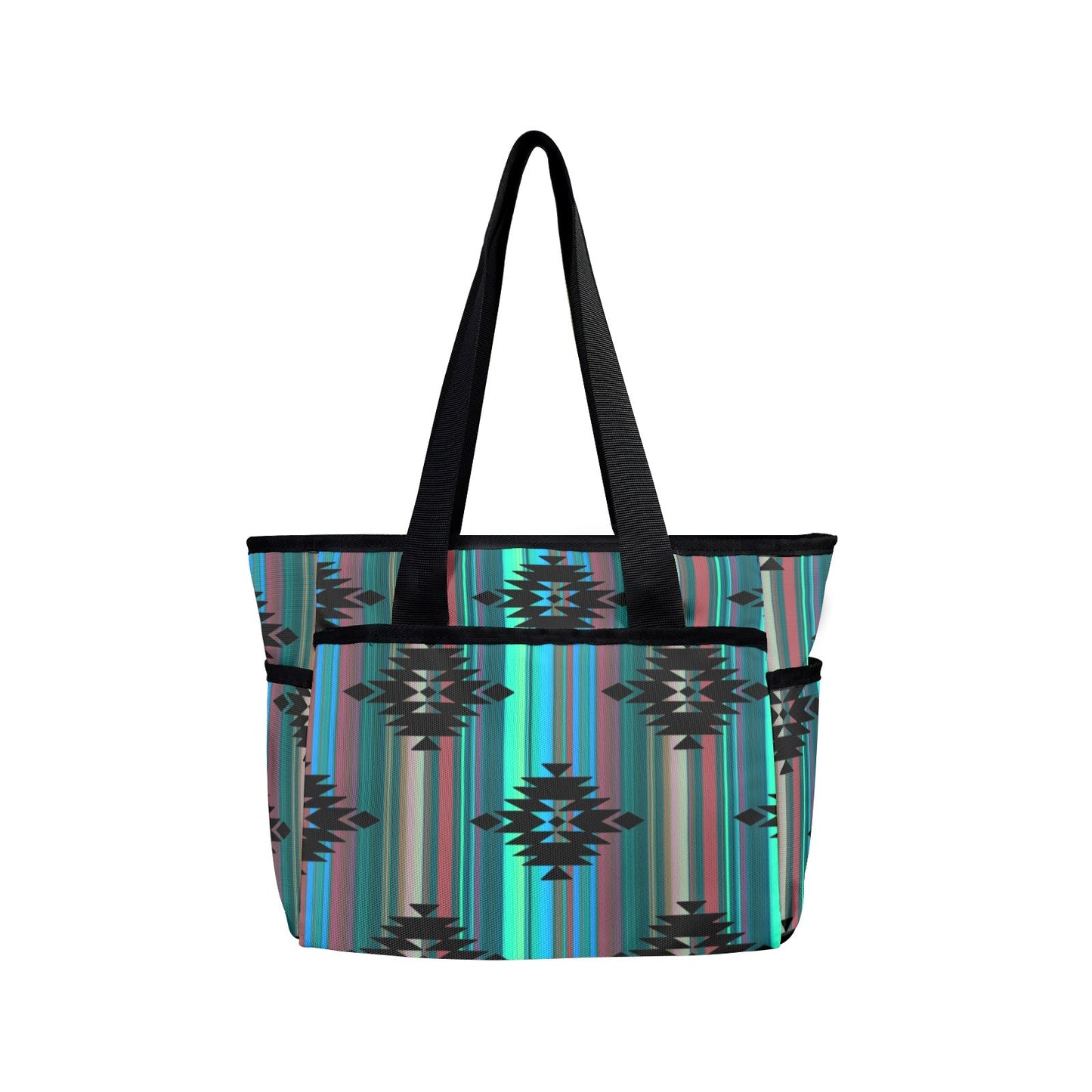 Teal Aztec Beach Tote Bag