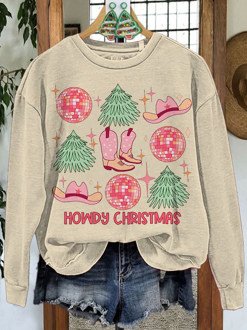 Howdy Christmas Cowgirl Christmas Casual Sweatshirt