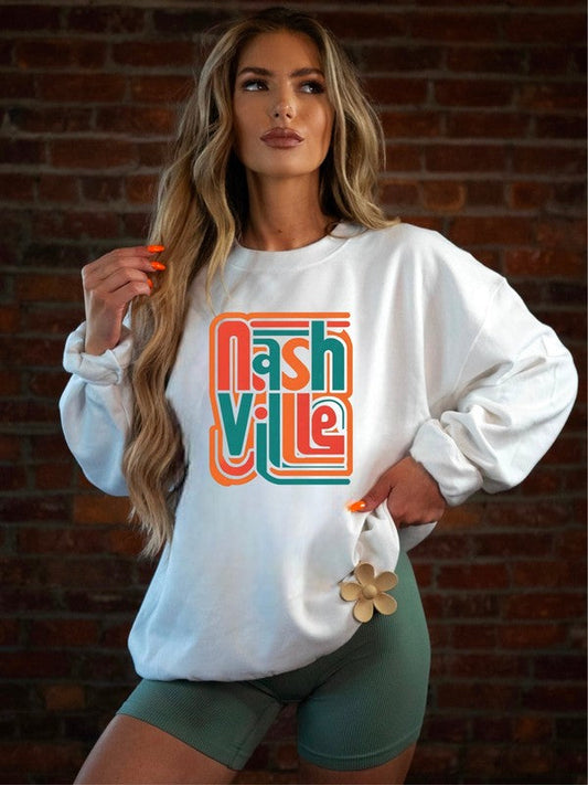 Colorful Nashville Cozy Crewneck Sweatshirt choice of colors