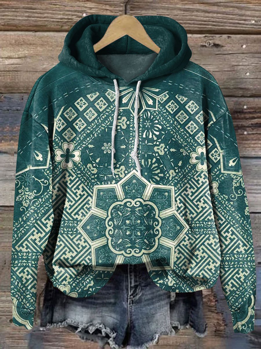 Retro Pattern Art Print Casual Sweatshirt