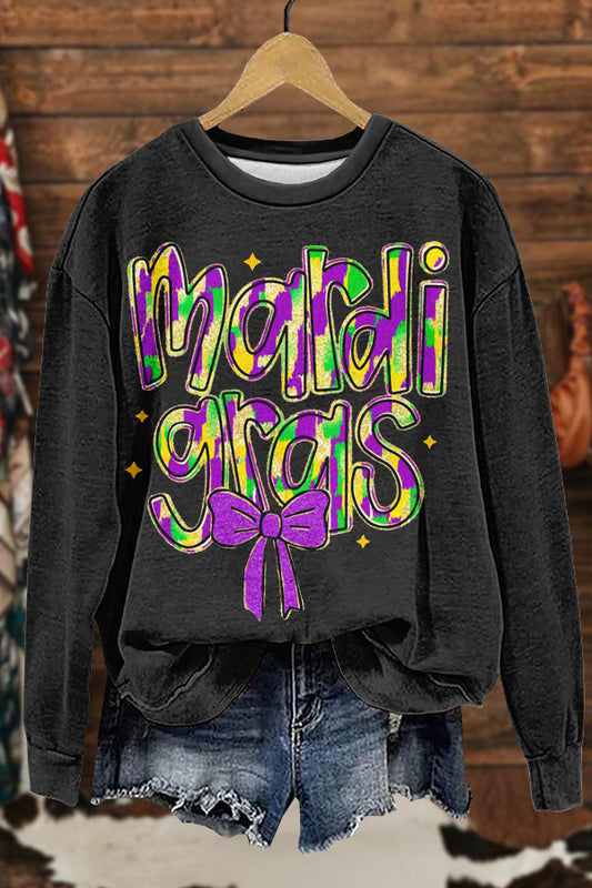 Cute Mardi Gras Print Sweatshirt