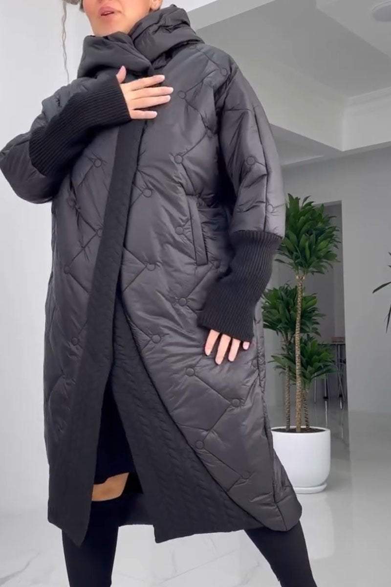 Women's Casual Solid Color Long Hooded Jacket