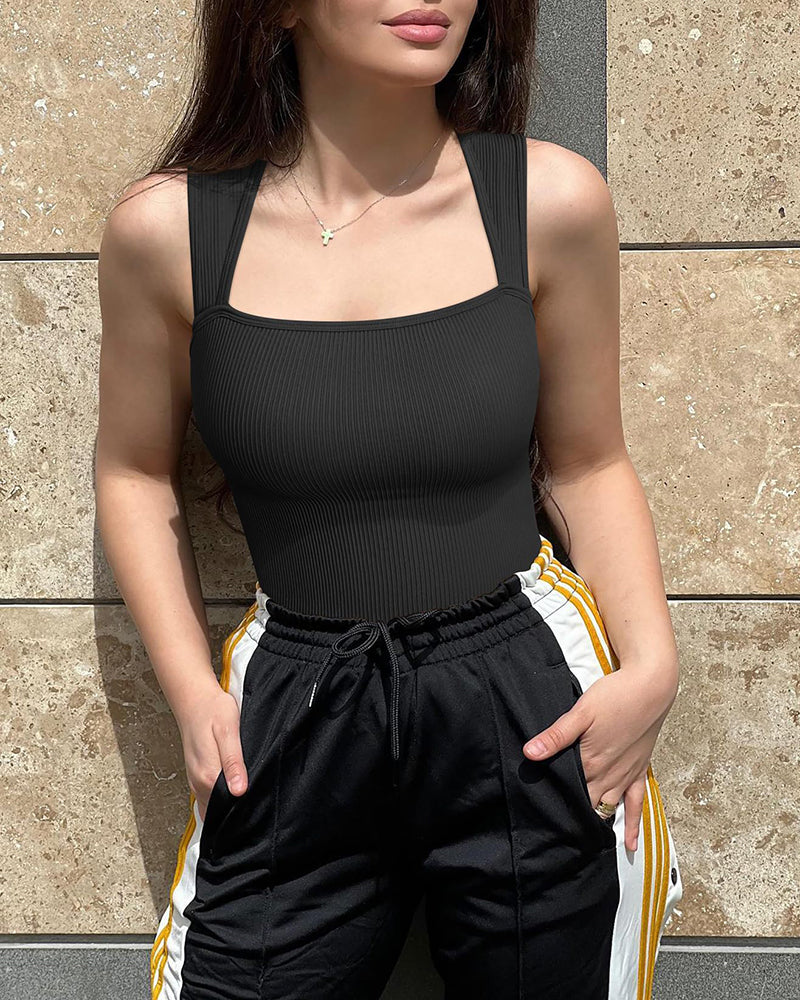 Ribbed Sleeveless Slim Fit Jumpsuit  Top