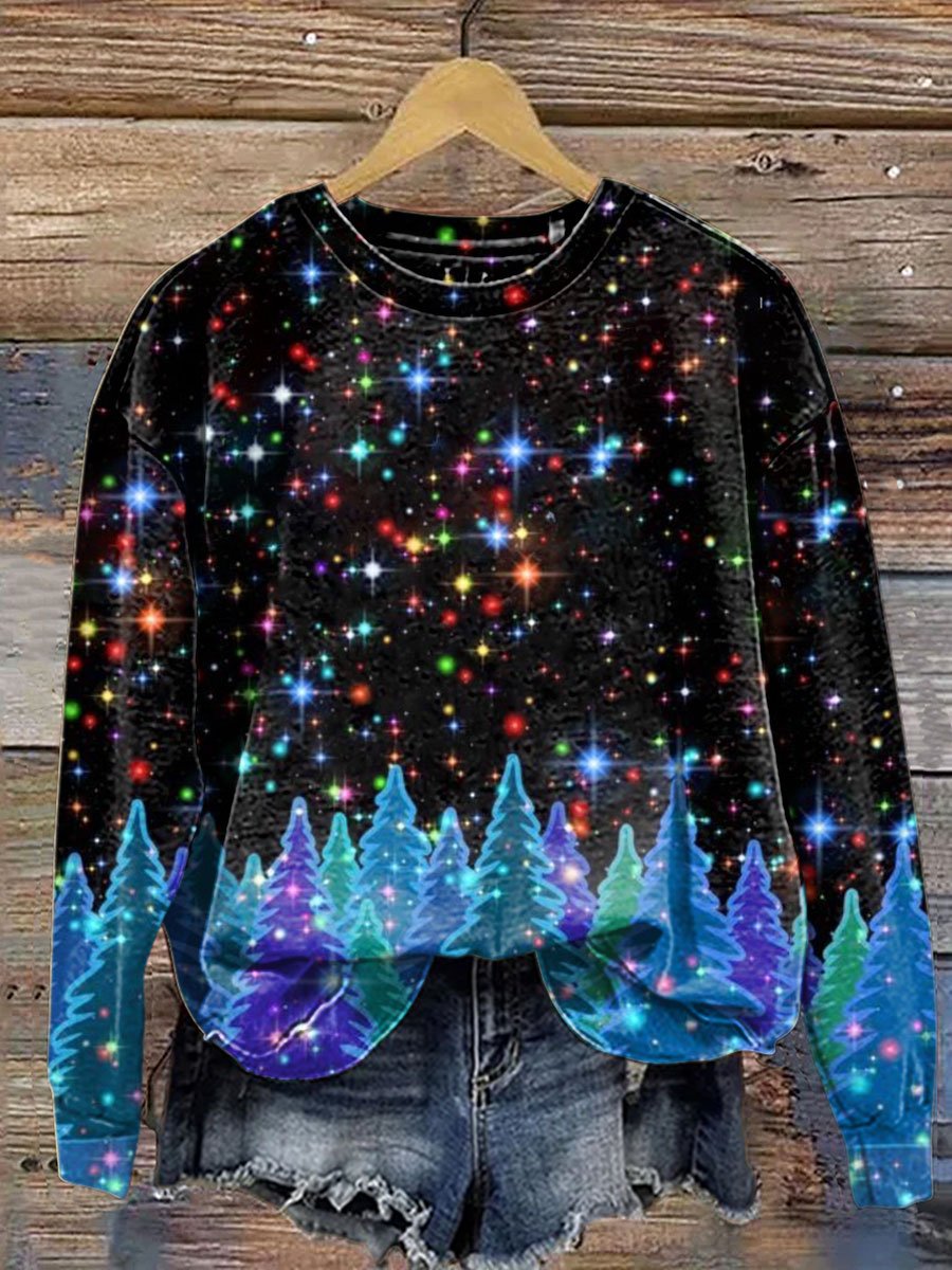 Glitter Christmas  Art  Print Casual  Sweatshirt