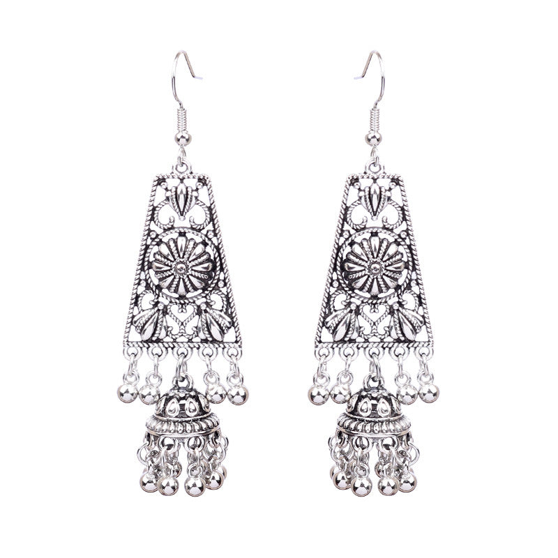 Women's Bohemian Hollow Tassel Rice Bead Earrings