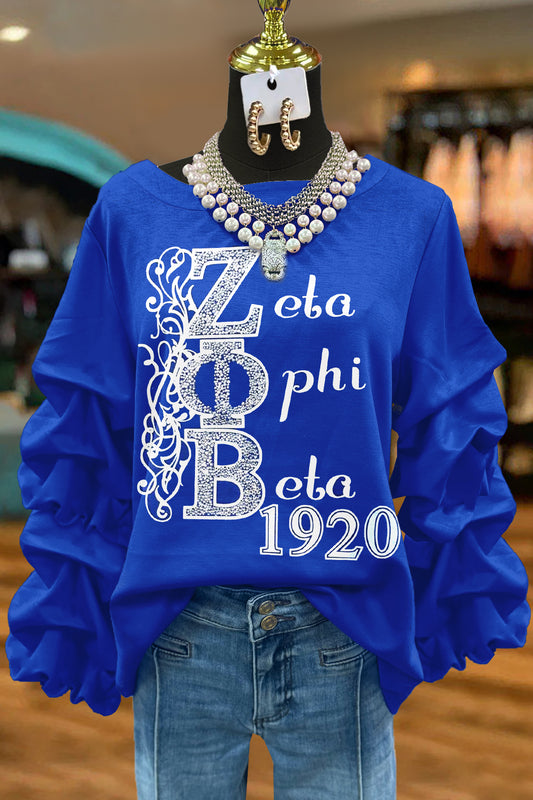 Zeta Phi Beta Sorority Print Pleated Sweatshirt