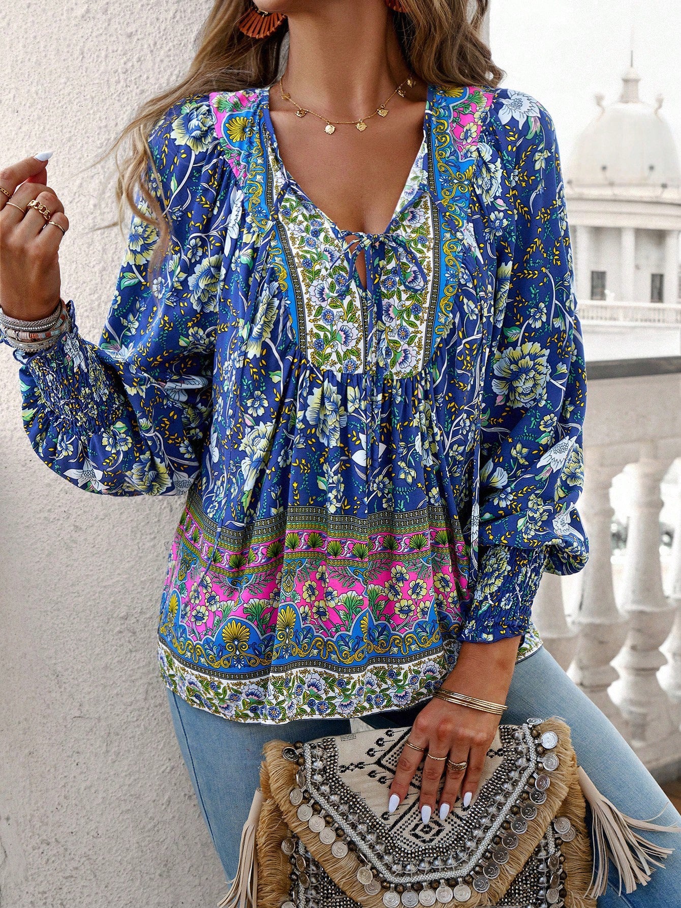 Elara Boho Floral Blouse