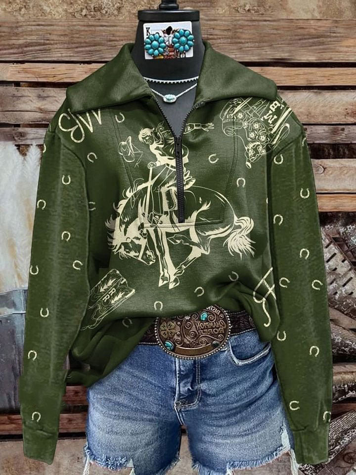 Vintage Western Rodeo Print Sweatshirt