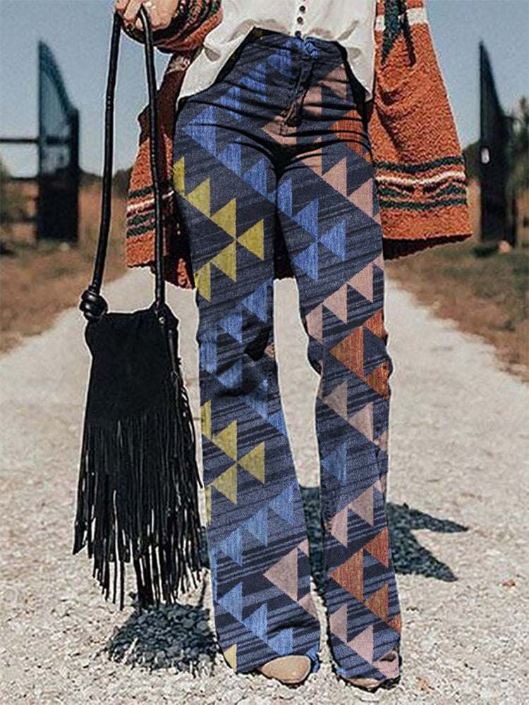 Casual Vintage Print Trousers-18-1