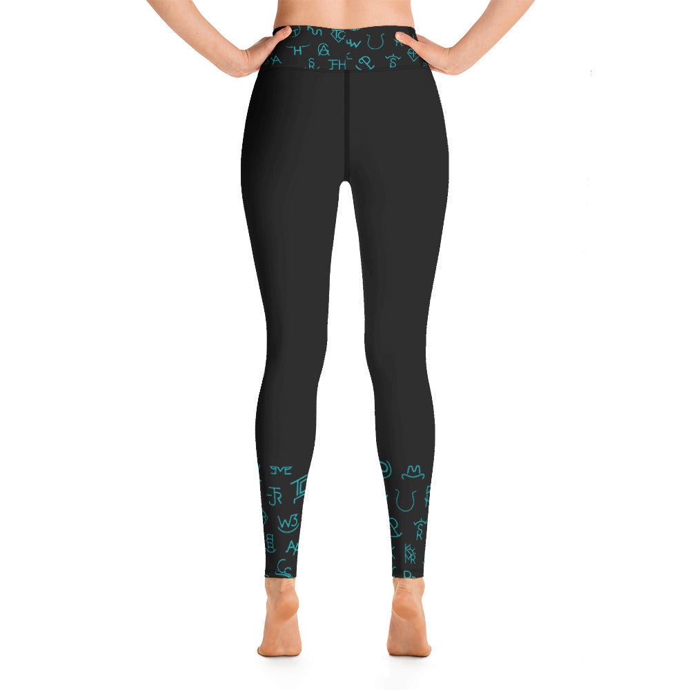 Turquoise Cattle Brands Yoga Leggings