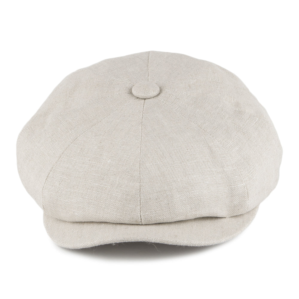 Tienda Hats Alfie Irish Linen Newsboy Cap - White