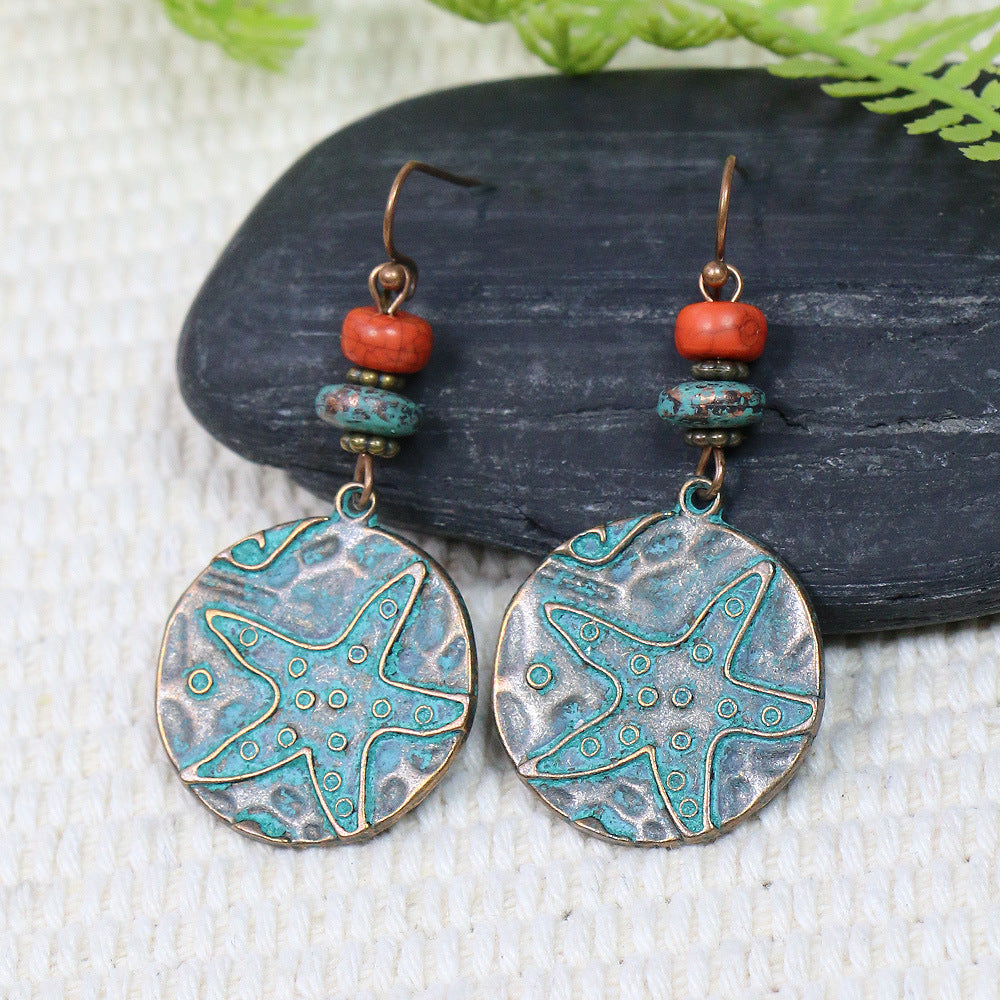 Women's Bohemian Retro Turquoise Hollow Exotic Earrings