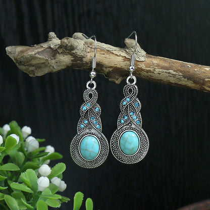 Women's Bohemian Geometric Metal Turquoise Earrings