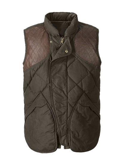 Men's Retro Western Patchwork Contrast Color Warm Vest