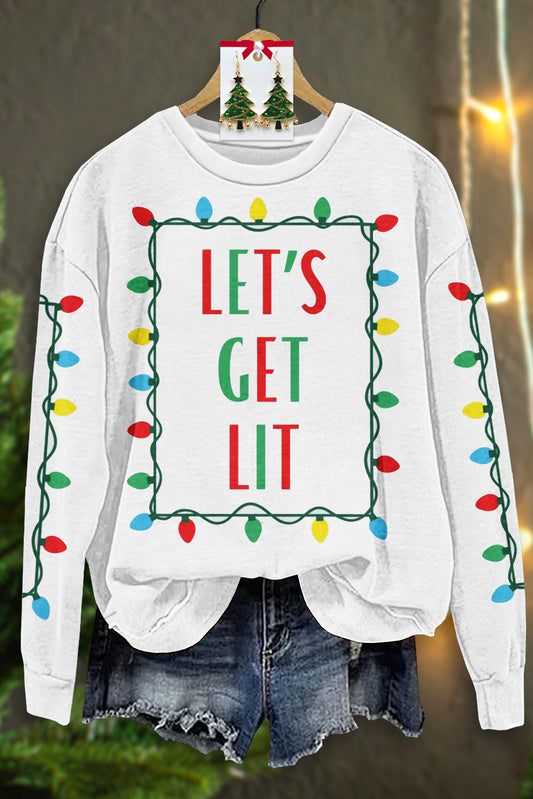 Casual Christmas Lights Print Sweatshirt