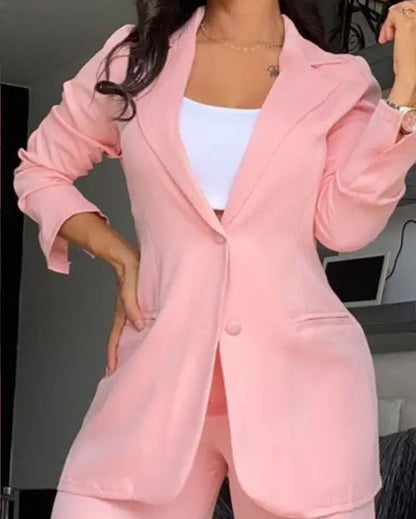 Blazer Straight Pants Suit