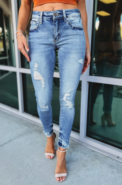 Vintage Casual Ankle Skinny Jeans- Two Colors