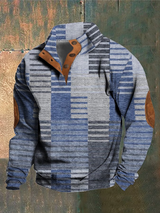 Men's Retro Western Stand Collar Sweatshirt