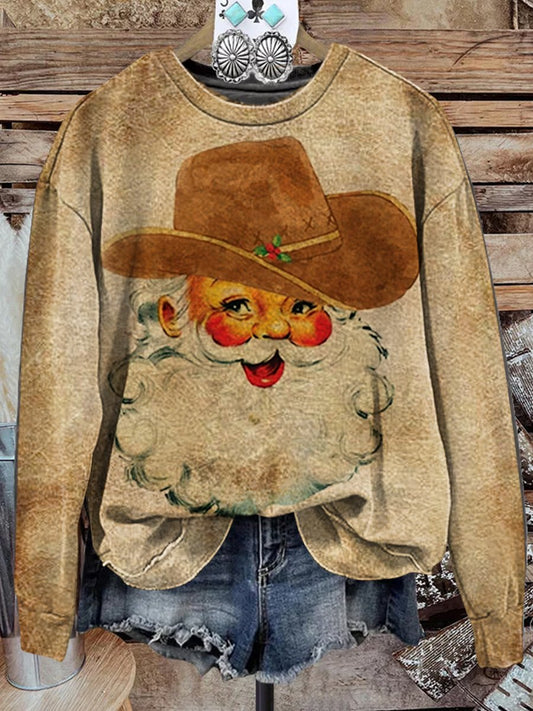 Western Christmas Print Casual Sweatshirt