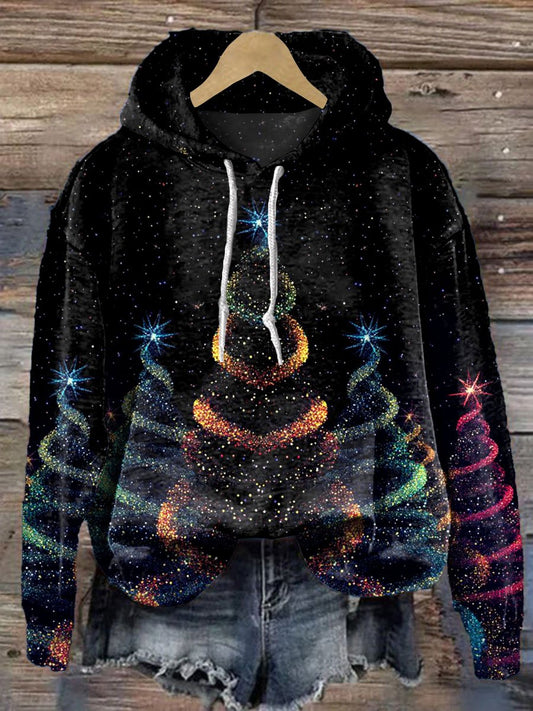 Glitter Christmas Art Print Casual Hoodie Sweatshirt