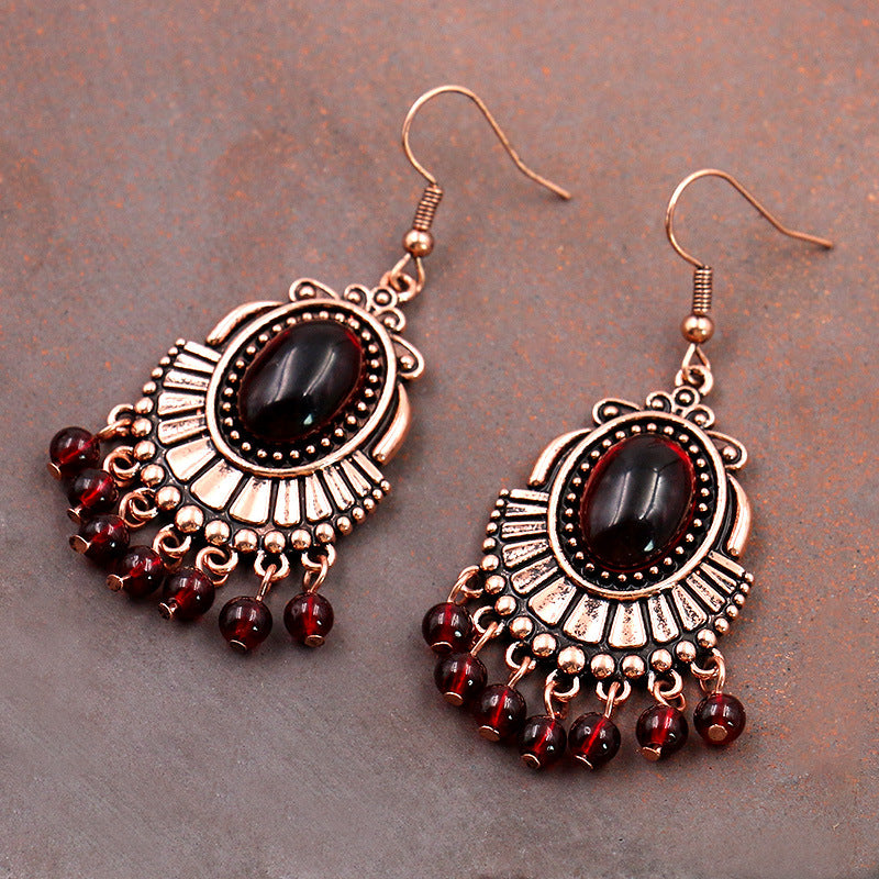 Women's Bohemian Garnet Earrings