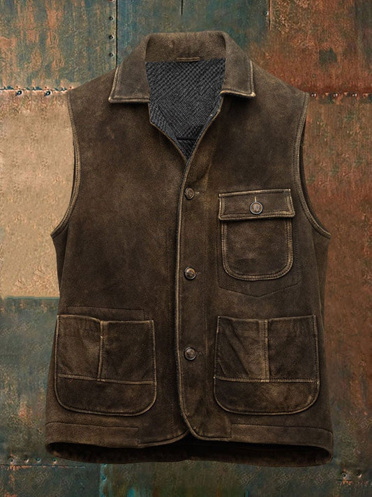 Men's Vintage Western Multi-Pocket Vest