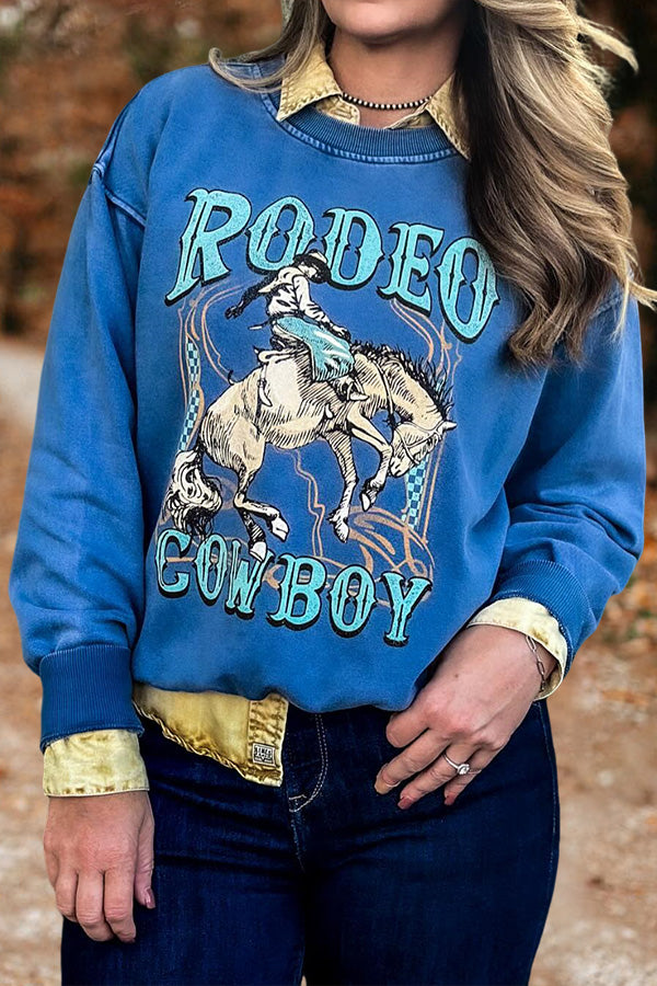 Rodeo Cowboy Printed Sweatshirt