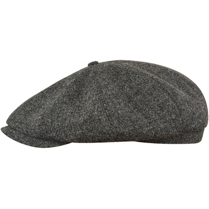 PEAKED CAPS Genuine Scottish Harris Tweed 8 Panels Man Cap MID GRAY