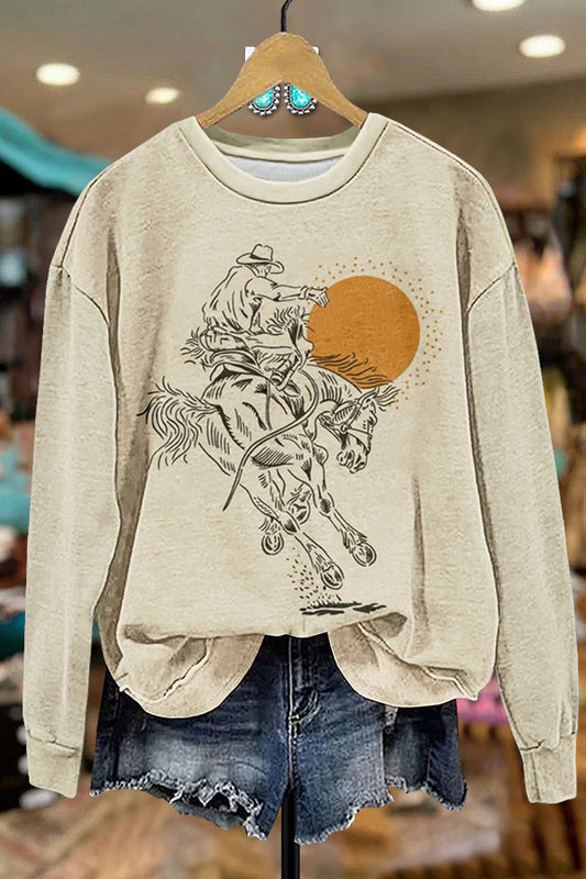 Western Cowboy Printed Sweatshirt