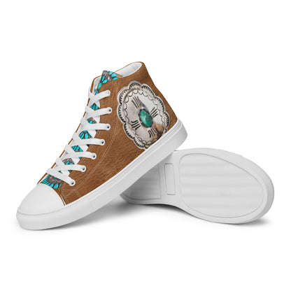 Turquoise Concho Women__ high top canvas shoes