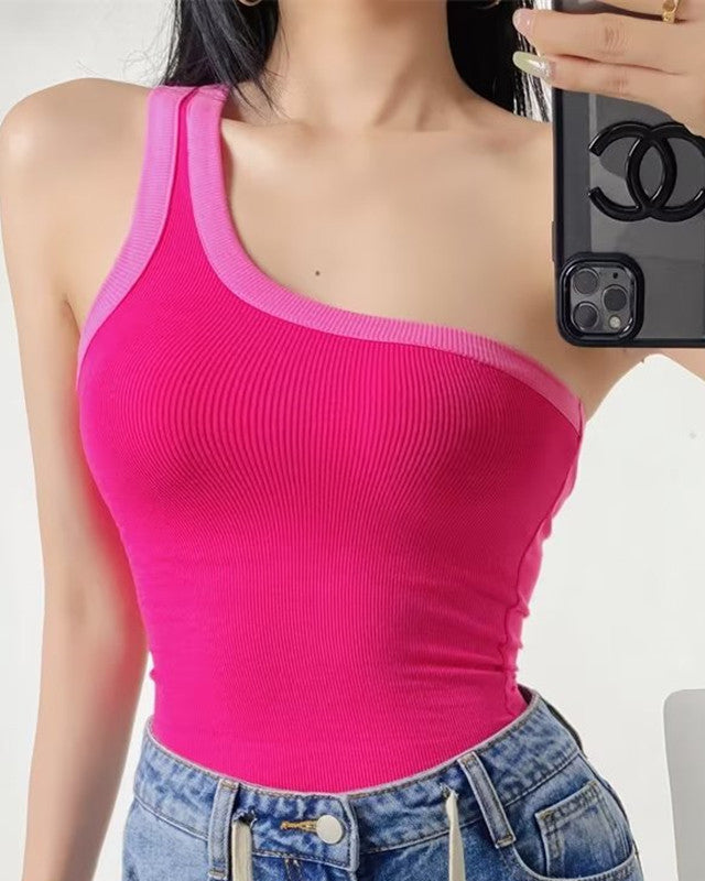 Contrast Color Off-Shoulder Camisole