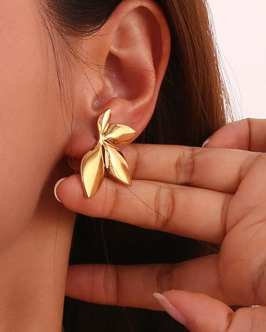 Glossy Flower Leaf Earrings