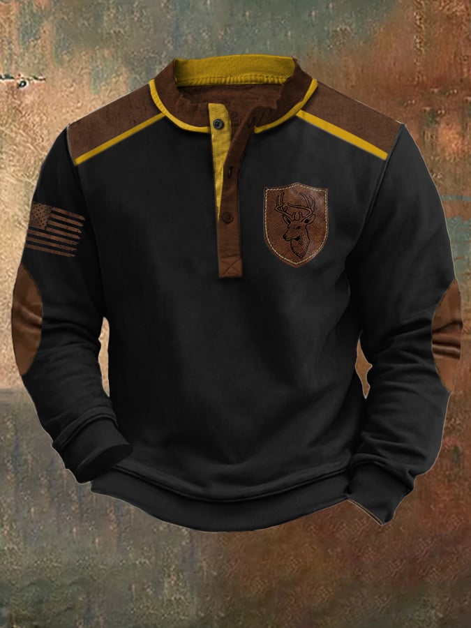 Men's Casual Vintage Elk Western Sweatshirt