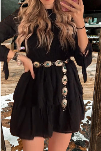 Black Ruffled Layered Dress