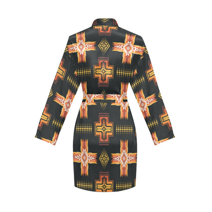 Fire Aztec Satin Dressing Robe