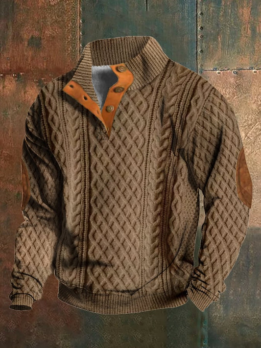 Men's Retro Casual Geometric Knit Print Sweatshirt