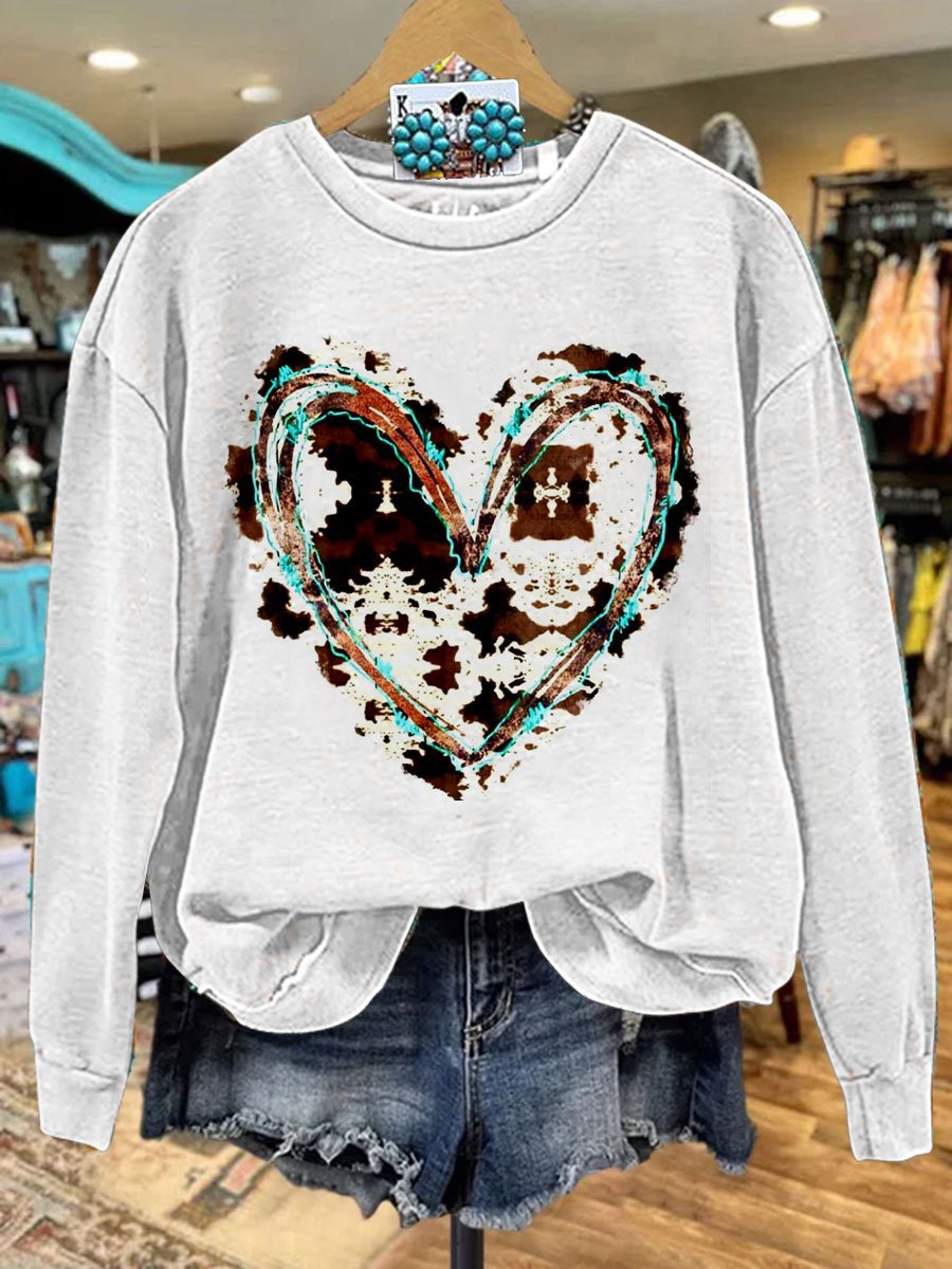 Vintage Western Print Casual  Sweatshirt