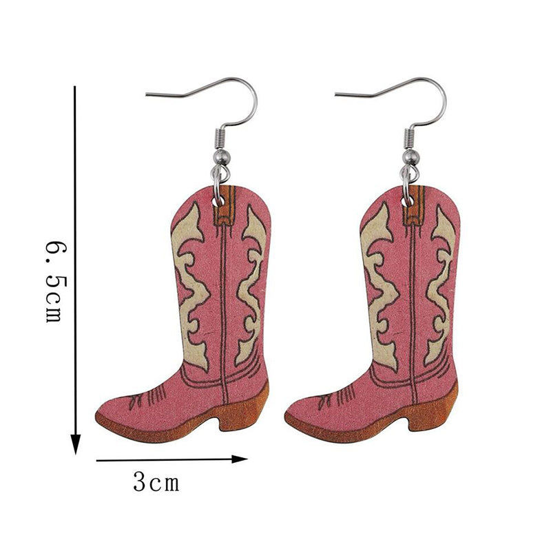 Western Pink Cowboy Boots Earrings