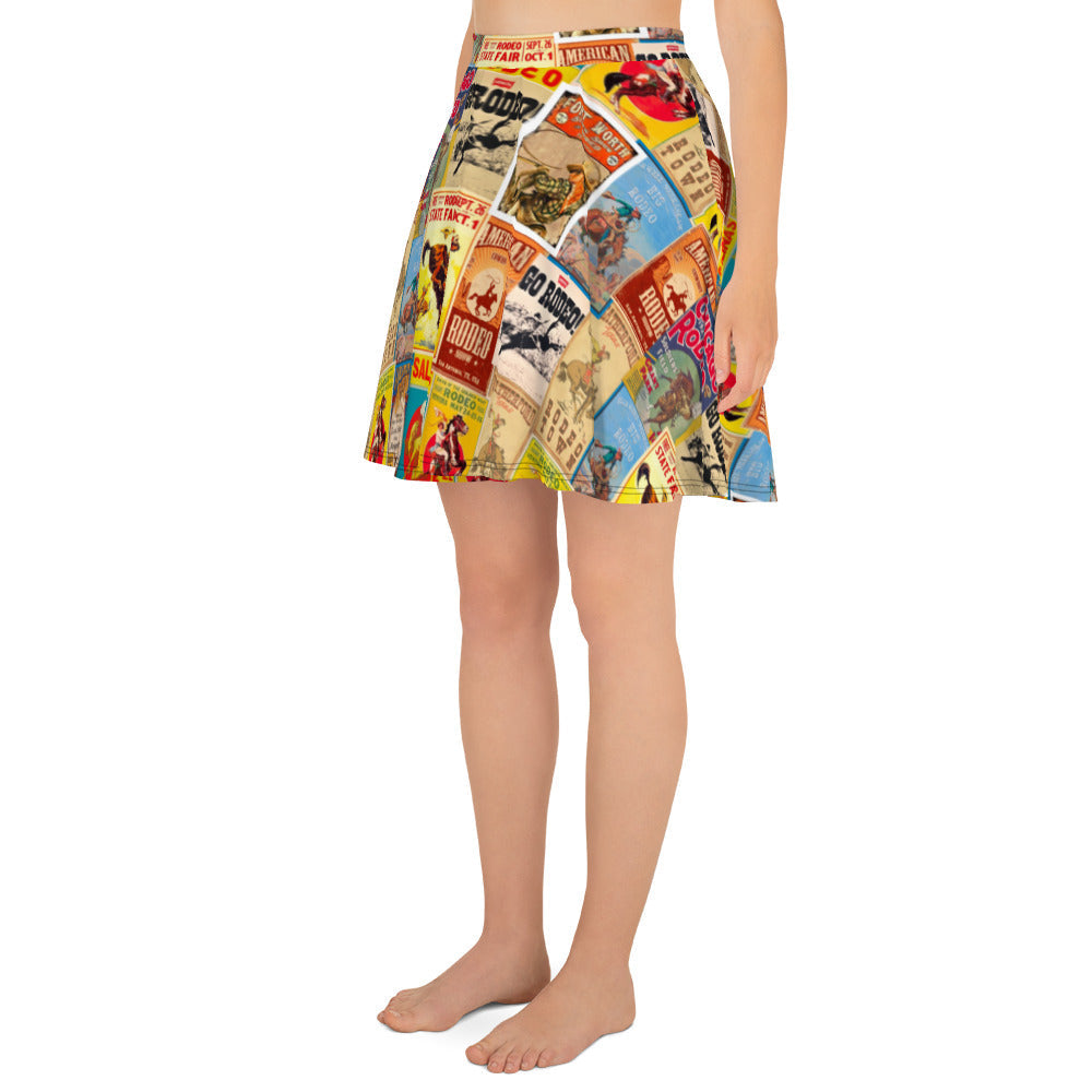 Vintage Rodeo Poster Skater Skirt