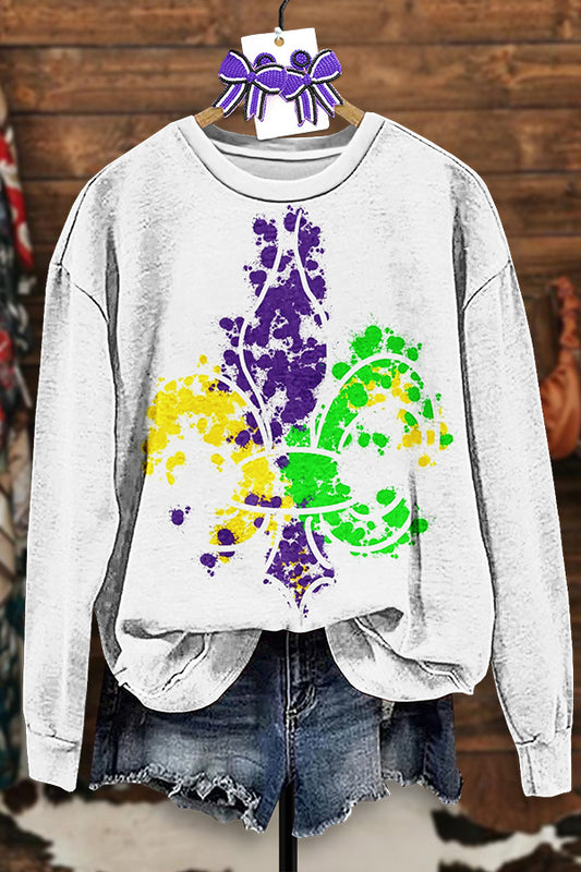 Vintage Mardi Gras Print Sweatshirt