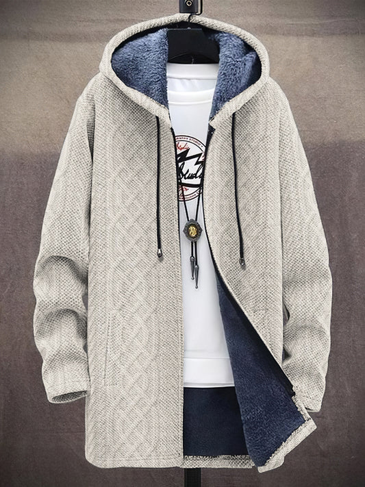 Men's Vintage Knitted Graphic Comfort Plush Hooded Coat